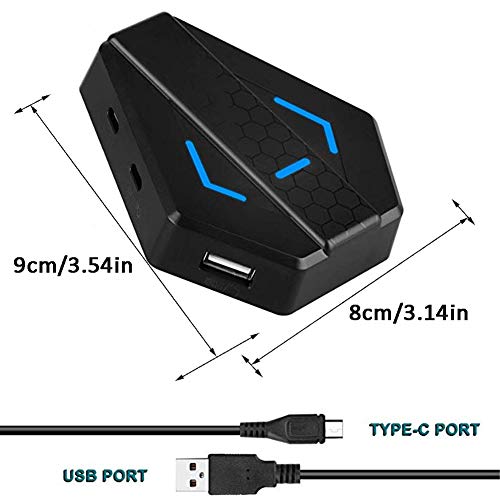 YFish Convertidor Adaptador de Ratón y Teclado Keyboard Mouse Adapter Converter Controlador de Gamepad Compatible con Switch/PS4/PS3/Xbox One,360/ PC/Oficina,Plug and Play-Negro