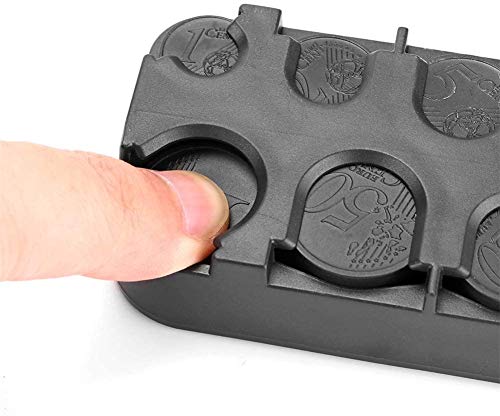 YFOX Mini caja de almacenamiento de monedas Euro,8 compartimentos de 1 centavo a 2 euros, colector de monedas Euro rápido y fuerte Clasificador de distribución de monedas (2 juegos) negro + rojo