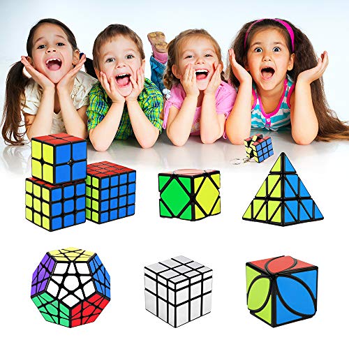 YGZN Speed Cube Set 8 Pack 2x2 3x3 4x4 Speed Cube ,Megaminx Pyramid Skewb lvy Cube Mirror Cube Smooth Speedcubing Magic Cube Puzzle for Adults and Kids, for 3x3 Cube Keychain (9 Pack)