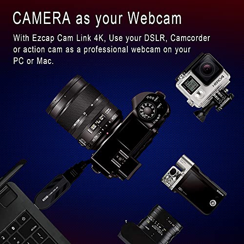 Y&H CAM Link 4K, transmite y graba con cámara de Fotos o vídeo, 1080p60, 4K/30 fps, HDMI, USB 3.0, videollamadas, teletrabajo,ezcap331