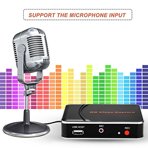 Y&H Tarjeta de Captura de Juegos HDMI, Captura de vídeo Full HD 1080P, Captura de Juegos USB, para Xbox 360 / Xbox One / PS4 / Wii U y Nintendo Switch, Soporte para micrófono [EU Plug]