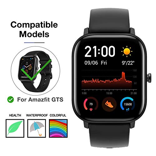 YHC Correa para Xiaomi Amazfit GTS Correas,Pulsera de Reemplazo de Silicona Suave para Amazfit GTS 2(1-Negro)