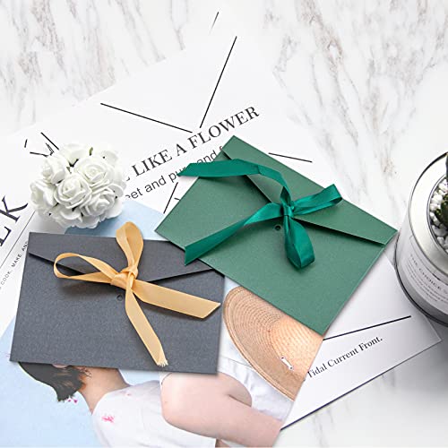 YHSWIN 24 Piezas Sobres para Tarjetas de Regalo, 12 Colores Sobres de Papel Kraft con Cintas para Tarjetas de Regalo Tarjetas de Felicitación para Fiestas Invitación de Boda Cumpleaños, 22 x 11cm