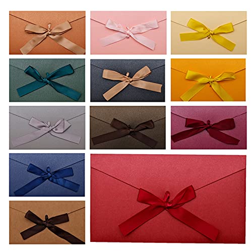 YHSWIN 24 Piezas Sobres para Tarjetas de Regalo, 12 Colores Sobres de Papel Kraft con Cintas para Tarjetas de Regalo Tarjetas de Felicitación para Fiestas Invitación de Boda Cumpleaños, 22 x 11cm