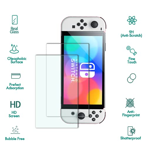 YISPIRIN(3 pezzi) Cristal Templado par Nitendo Switch (Oled modelo), Dureza 9H, Anti-Rasguño,Fácil de instalar, Vidrio Templado Protector de Pantalla para Nitendo Switch (Oled modelo)