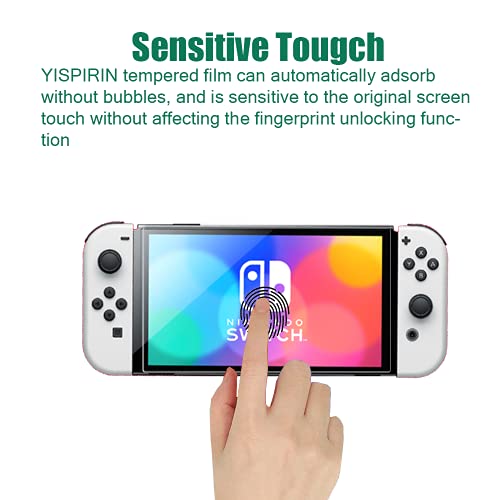YISPIRIN(3 pezzi) Cristal Templado par Nitendo Switch (Oled modelo), Dureza 9H, Anti-Rasguño,Fácil de instalar, Vidrio Templado Protector de Pantalla para Nitendo Switch (Oled modelo)