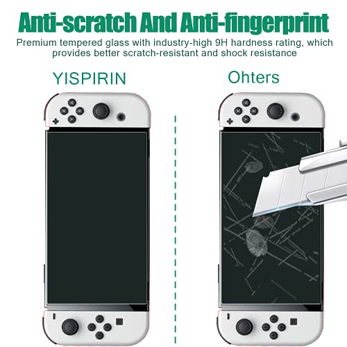 YISPIRIN(3 pezzi) Cristal Templado par Nitendo Switch (Oled modelo), Dureza 9H, Anti-Rasguño,Fácil de instalar, Vidrio Templado Protector de Pantalla para Nitendo Switch (Oled modelo)