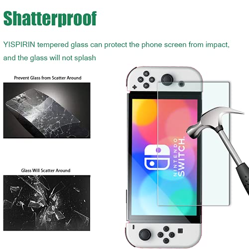 YISPIRIN(3 pezzi) Cristal Templado par Nitendo Switch (Oled modelo), Dureza 9H, Anti-Rasguño,Fácil de instalar, Vidrio Templado Protector de Pantalla para Nitendo Switch (Oled modelo)