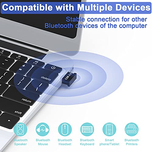 Yizhet Bluetooth 4.0 USB Adaptador, Bluetooth 4.0 Dongle para PC, Auriculares Altavoces Ratones Teclados Ordenador Portatil etc, Compatible con Windows 10/8/8.1/7/XP/Vista