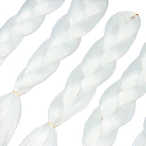 YMHPRIDE Cabello trenzado Kanekalon blanco de 5 piezas 24 pulgadas Jumbo extensión de cabello trenzado sintético