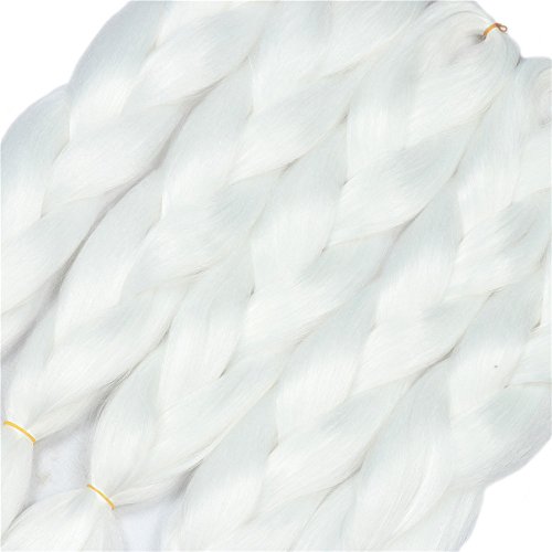 YMHPRIDE Cabello trenzado Kanekalon blanco de 5 piezas 24 pulgadas Jumbo extensión de cabello trenzado sintético