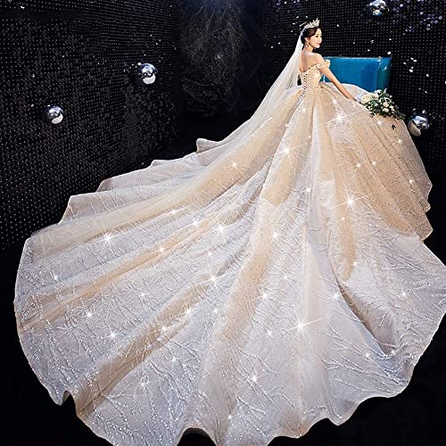 YMLSD Vestido de Novia, Las Mujeres Blancas Caída Elegante de Encaje sin Espalda/White/M