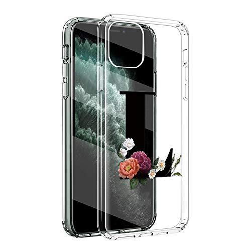 Yoedge Funda para Sony Xperia 5 II, 6.1", Silicona Ligera Delgado TPU Bumper Rubber Caso Transparente Designs Letra L y Flores Patrón Resistente Carcasa Antichoque Flexible & Ultra Protectora