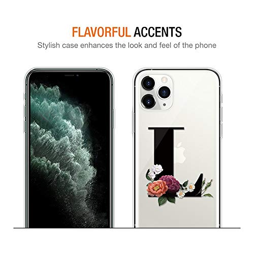 Yoedge Funda para Sony Xperia 5 II, 6.1", Silicona Ligera Delgado TPU Bumper Rubber Caso Transparente Designs Letra L y Flores Patrón Resistente Carcasa Antichoque Flexible & Ultra Protectora