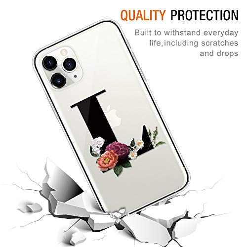 Yoedge Funda para Sony Xperia 5 II, 6.1", Silicona Ligera Delgado TPU Bumper Rubber Caso Transparente Designs Letra L y Flores Patrón Resistente Carcasa Antichoque Flexible & Ultra Protectora