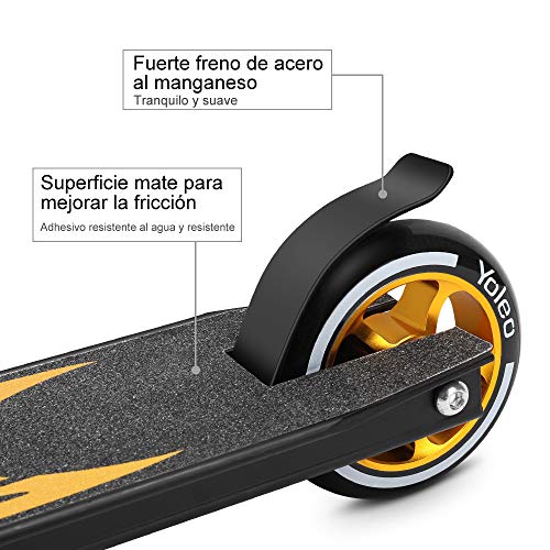 YOLEO Stunt Scooter, Patinete de Acrobacias Trucos, Patinete Freestyle, Kick Trick Scooter Pro para niños (Negro-Dorado)