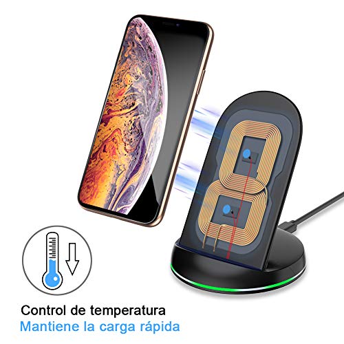 yootech Cargador Rápido Inductivo Qi,10W para Galaxy S21/S20/Note 10/S10+/S10E/Note 9/S9/S8/8,7.5W Compatible con iPhone 13/13Pro/12/12Pro/SE 2020/11/11Pro/11Pro MAX/XS MAX/XR/XS/X/8 (NO Adaptador)
