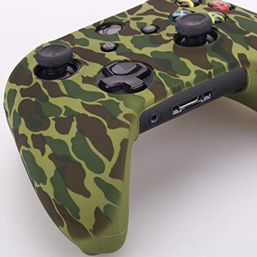 YoRHa Agua Transferir Impresión Camuflaje Silicona Cubrir la Piel Caso para Xbox One X/One S Controlador x 1 (Bosque) con empuñaduras Pro x 8