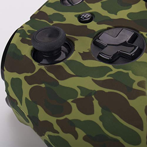 YoRHa Agua Transferir Impresión Camuflaje Silicona Cubrir la Piel Caso para Xbox One X/One S Controlador x 1 (Bosque) con empuñaduras Pro x 8