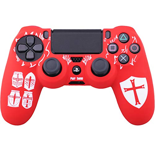 YoRHa Grabado Láser Silicona Caso Piel Fundas Protectores Cubierta para Sony PS4/slim/Pro Dualshock 4 Mando x 1 (Cruzado) con Los Puños Pulgar Thumb Gripsx 10