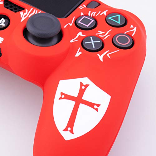 YoRHa Grabado Láser Silicona Caso Piel Fundas Protectores Cubierta para Sony PS4/slim/Pro Dualshock 4 Mando x 1 (Cruzado) con Los Puños Pulgar Thumb Gripsx 10
