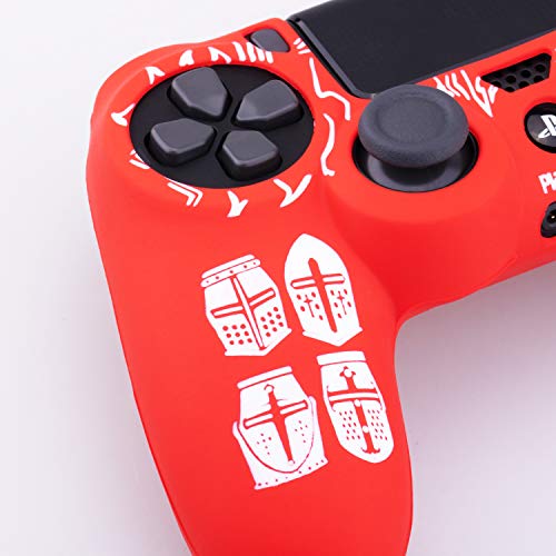 YoRHa Grabado Láser Silicona Caso Piel Fundas Protectores Cubierta para Sony PS4/slim/Pro Dualshock 4 Mando x 1 (Cruzado) con Los Puños Pulgar Thumb Gripsx 10