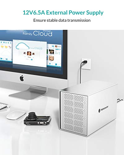 Yottamaster 5 Bahías Tipo C Carcasa para Disco Duro de 3.5"/2.5", Aluminio Externo Caja Disco Duro con Ventilador de 80mm