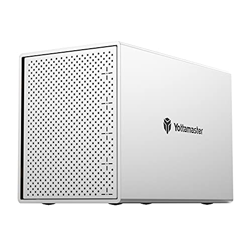 Yottamaster 5 Bahías Tipo C Carcasa para Disco Duro de 3.5"/2.5", Aluminio Externo Caja Disco Duro con Ventilador de 80mm
