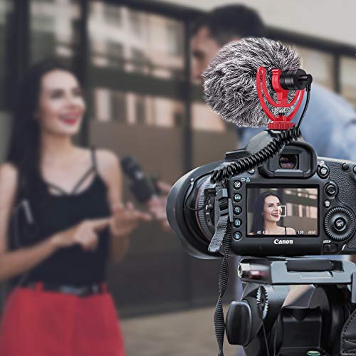 YOTTO Video Micrófono de Condensador, Universal Micrófono Compacto Cardioide para Videocámaras de 3,5 mm para Video/Cámara Canon EOS/Nikon Digital SLR/Android Móvil/Mac Tablet