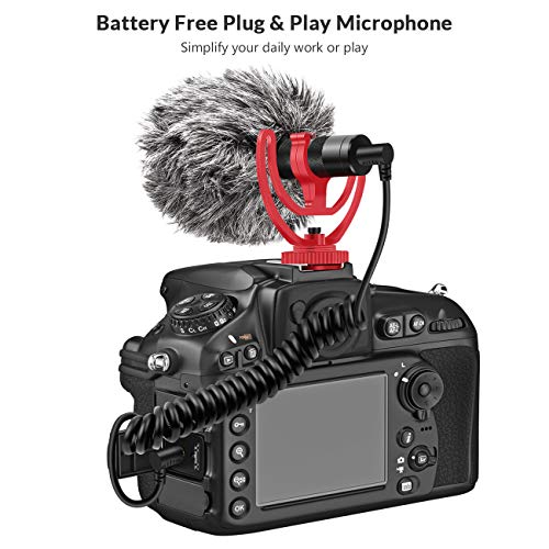 YOTTO Video Micrófono de Condensador, Universal Micrófono Compacto Cardioide para Videocámaras de 3,5 mm para Video/Cámara Canon EOS/Nikon Digital SLR/Android Móvil/Mac Tablet