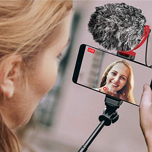 YOTTO Video Micrófono de Condensador, Universal Micrófono Compacto Cardioide para Videocámaras de 3,5 mm para Video/Cámara Canon EOS/Nikon Digital SLR/Android Móvil/Mac Tablet