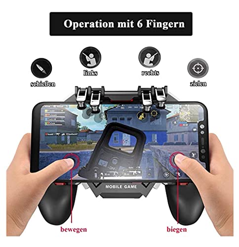 YouFirst Pubg Mobile Controller [6 Dedo Gamepad/Upgrade Version] Mobile Game Controller, L1R1 Trigger/Rules of Survival/Survivor Royale/Free Fire/Knives out