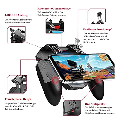 YouFirst Pubg Mobile Controller [6 Dedo Gamepad/Upgrade Version] Mobile Game Controller, L1R1 Trigger/Rules of Survival/Survivor Royale/Free Fire/Knives out