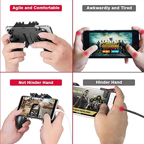 YouFirst Pubg Mobile Controller [6 Dedo Gamepad/Upgrade Version] Mobile Game Controller, L1R1 Trigger/Rules of Survival/Survivor Royale/Free Fire/Knives out