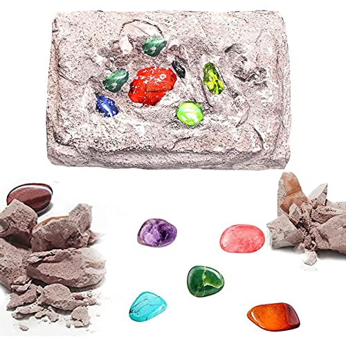 YOUGE Precious Gem Digging Kit - Gemstones Dig Kit - Educational Exploration and Mining Toys with Gemstone Display Case for Children