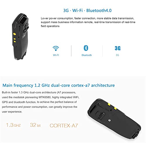 YQGOO Terminal móvil de Mano con Lector 1D, escáner de código de Barras Android 5.1, 3G WiFi NFC BT4.0, Pantalla táctil de 3,5 Pulgadas, para Entrega, envío, almacén, minorista