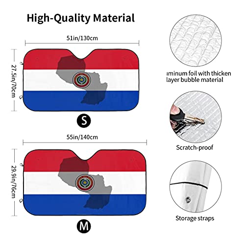 YUANCAN Visera para parabrisas con diseño de bandera de Paraguay para coches y camiones para mantener los vehículos frescos y plegables con visera solar