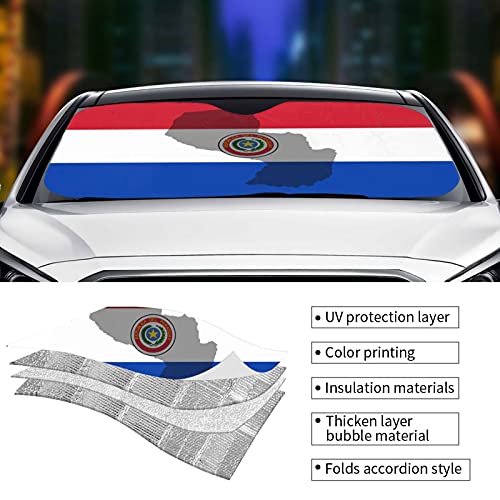 YUANCAN Visera para parabrisas con diseño de bandera de Paraguay para coches y camiones para mantener los vehículos frescos y plegables con visera solar
