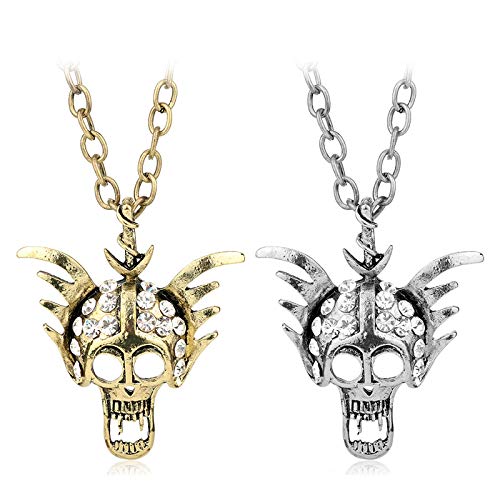 YUNMENG 2 Piezas de joyería Harly Quinn de Cristal con botón a presión, joyería con Cabeza de Calavera, Colgante con dijes, Collar Especial con Calavera