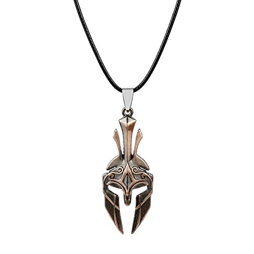 YUNMENG Collar de Dos Metales AC Odyssey Odyssey Leonidas Spear Drachma Colgante Collar Llavero