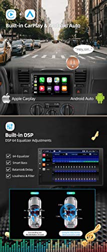 YUNTX Android 10 Autoradio - [4G+64G] - [Integrado CarPlay/Android Auto/DSP/GPS] - Octa Core - 4-LED Cámara Trasera Gratis&Mic - Soporte Dab+/Control del Volante/MirrorLink/4G/WiFi/BT 5.0/360°Cámara