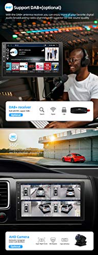 YUNTX Android 10 Autoradio - [4G+64G] - [Integrado CarPlay/Android Auto/DSP/GPS] - Octa Core - 4-LED Cámara Trasera Gratis&Mic - Soporte Dab+/Control del Volante/MirrorLink/4G/WiFi/BT 5.0/360°Cámara