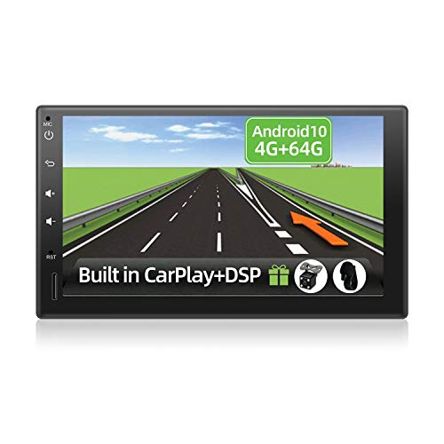 YUNTX Android 10 Autoradio - [4G+64G] - [Integrado CarPlay/Android Auto/DSP/GPS] - Octa Core - 4-LED Cámara Trasera Gratis&Mic - Soporte Dab+/Control del Volante/MirrorLink/4G/WiFi/BT 5.0/360°Cámara
