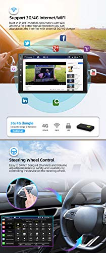 YUNTX Android 10 Autoradio - [4G+64G] - [Integrado CarPlay/Android Auto/DSP/GPS] - Octa Core - 4-LED Cámara Trasera Gratis&Mic - Soporte Dab+/Control del Volante/MirrorLink/4G/WiFi/BT 5.0/360°Cámara