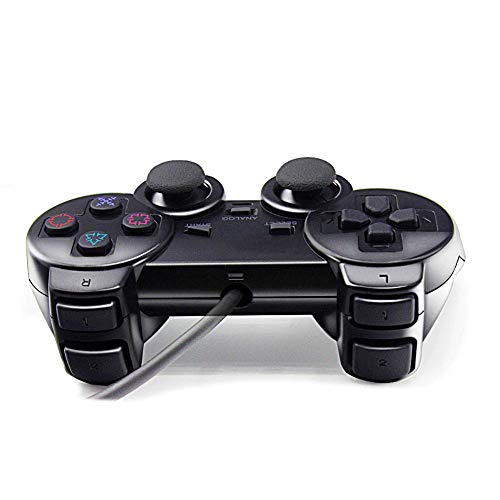 YUSH Mando PS2 con Cable, Gamepad con Doble Vibración para Playstation 2