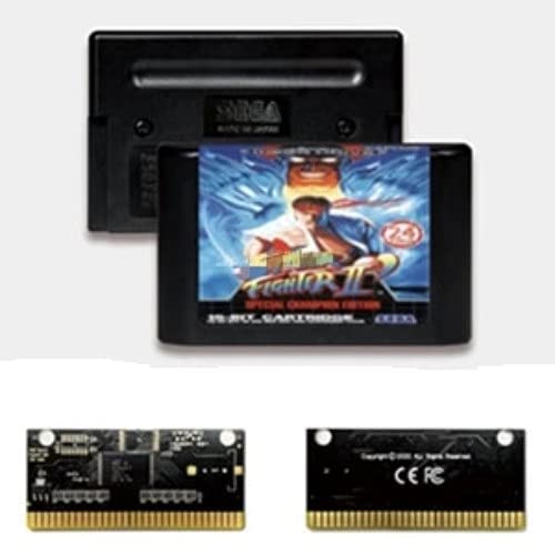 Yuva Street Game Fighter II 'Special Champion Edition EUR Label Flashkit MD Electroless Gold PCB Card para consola de videojuegos Sega Genesis Megadrive (PAL-E)