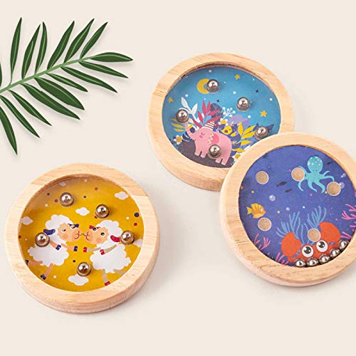 YUY Puzzle Maze Ball Laberinto de Madera Juego de Pelota Flat Magic Brain Training y Coordinación de Dedos Duro Desafiante Laberinto Regalos para Niños y Adultos,A