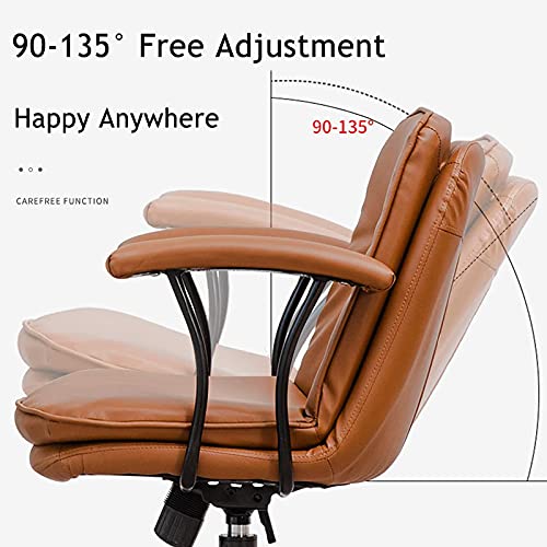 YWJPJ. Sillas de Oficina de Doble Capa con Altura Ajustable, Asiento ergonómico para conferencias con apoyabrazos, Base Estable, Silla ejecutiva de Cuero de PU, para Dormitorio Estudio Sala de Estar