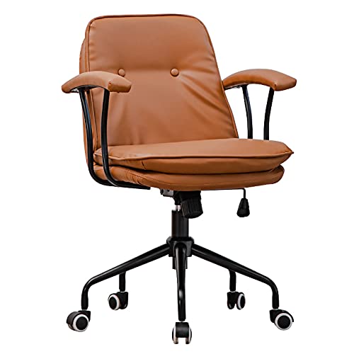 YWJPJ. Sillas de Oficina de Doble Capa con Altura Ajustable, Asiento ergonómico para conferencias con apoyabrazos, Base Estable, Silla ejecutiva de Cuero de PU, para Dormitorio Estudio Sala de Estar
