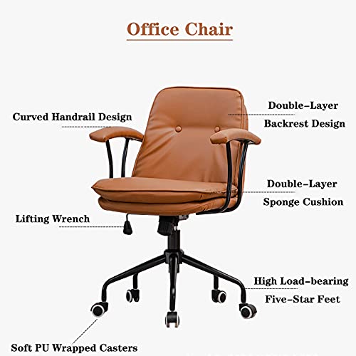 YWJPJ. Sillas de Oficina de Doble Capa con Altura Ajustable, Asiento ergonómico para conferencias con apoyabrazos, Base Estable, Silla ejecutiva de Cuero de PU, para Dormitorio Estudio Sala de Estar